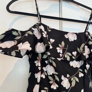 J.O.A. Black Floral Off-Shoulder Dress